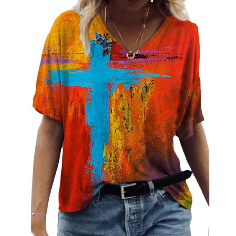Abstract Printed Women's Sexy Loose T-Shirt