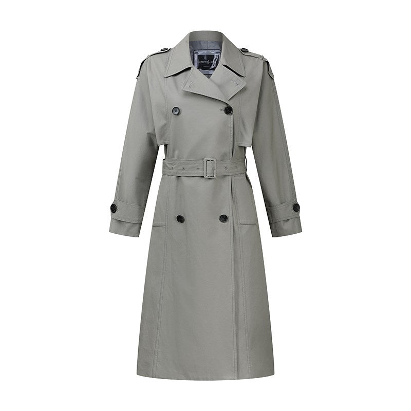 Double-breasted casual lace-up over the knee long trench coat