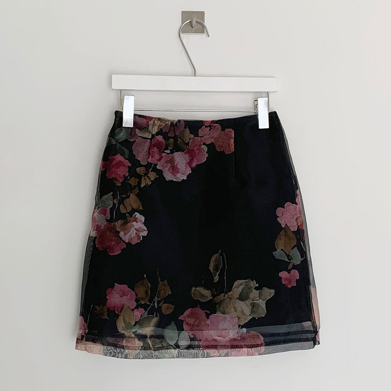 Women's Floral Shirt Skirt Two Piece Set