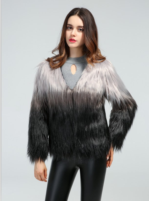 New Autumn And Winter Ladies Imitation Fur Coat Long Sleeves