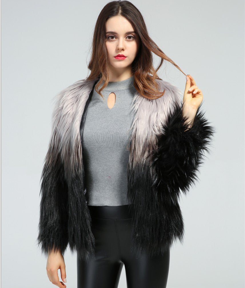 New Autumn And Winter Ladies Imitation Fur Coat Long Sleeves