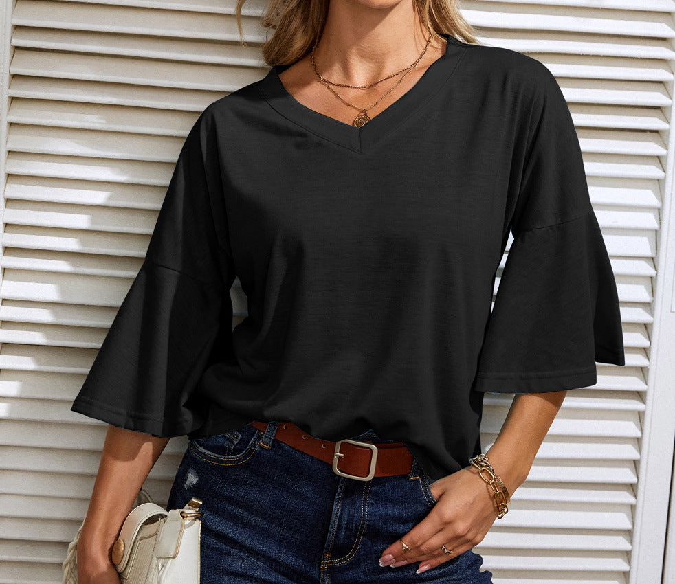 Flare Sleeved Loose Casual T-shirt