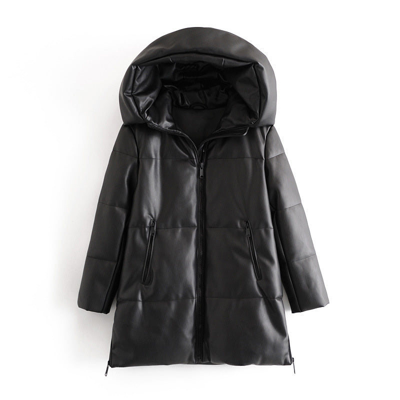 Fashion all-match cotton faux leather jacket jacket