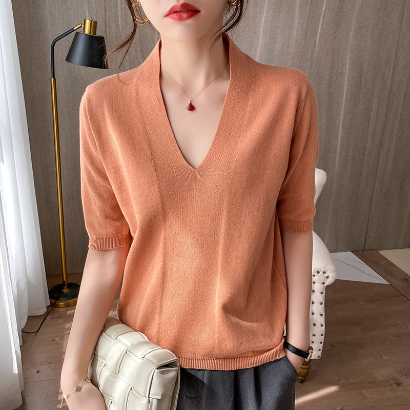 Women Cotton Loose T-shirt Thin Pullover Top