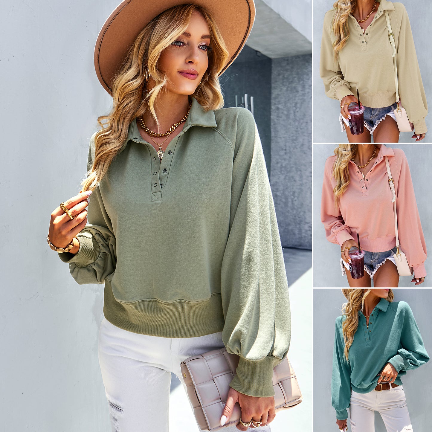 Women's Fashion Casual Solid Color Long-sleeved Sweater