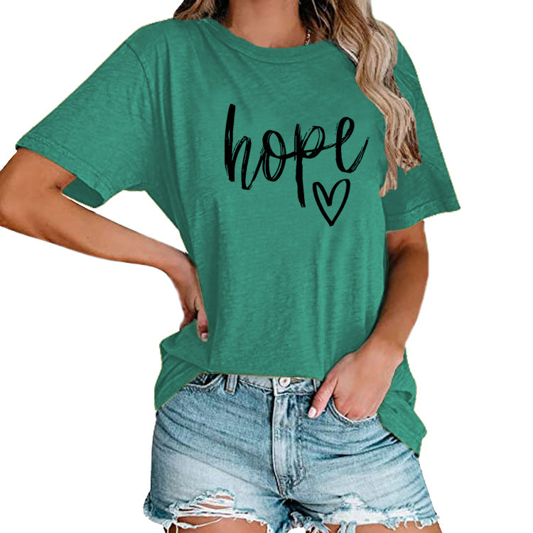 Women's HOPE Love Print Loose T-shirt