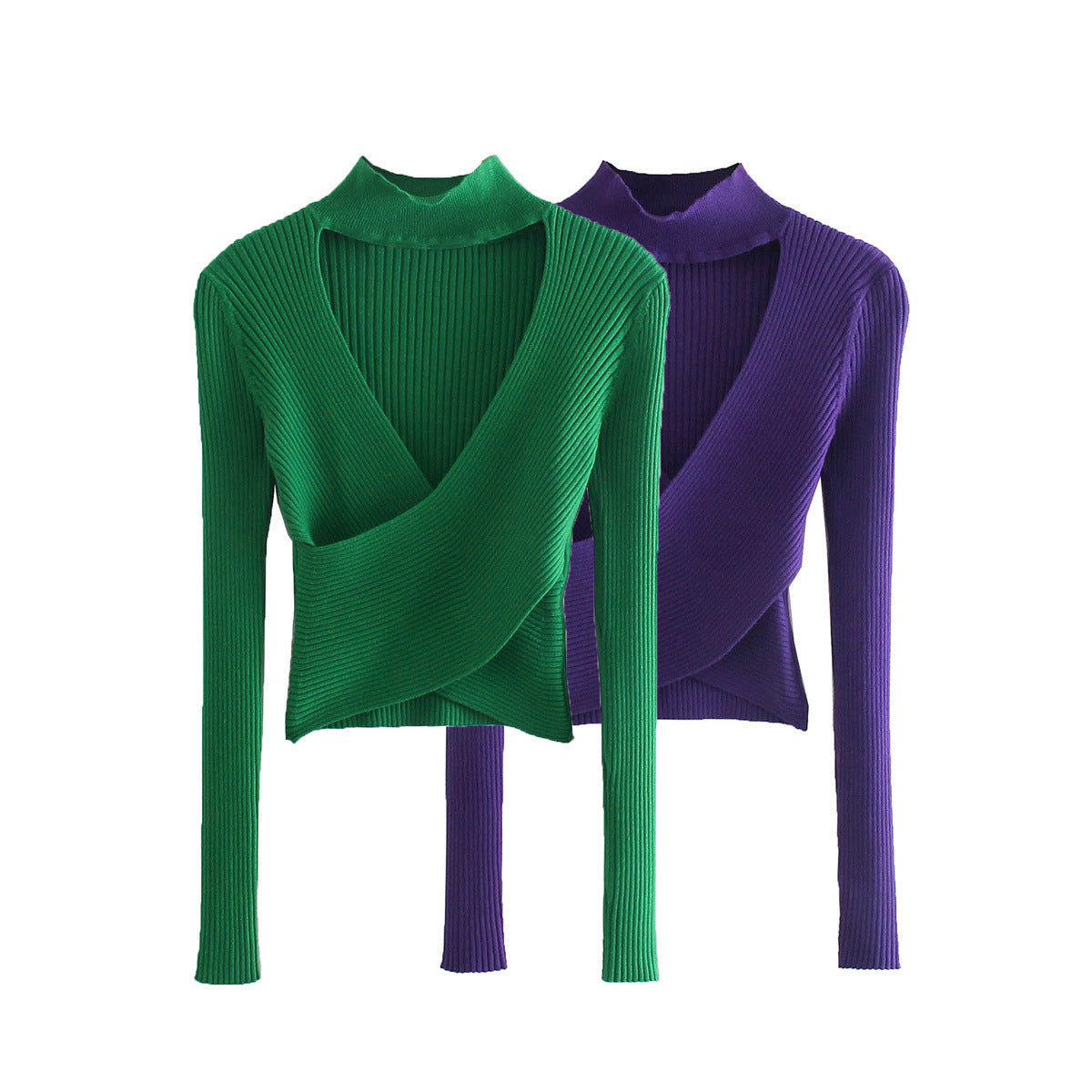 Designed Cross-cut Knit Sweater Top Sexy Halter