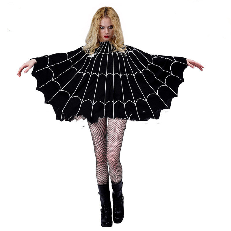 Halloween  Women Spider Web Costume Fancy Dress Ball Cloak