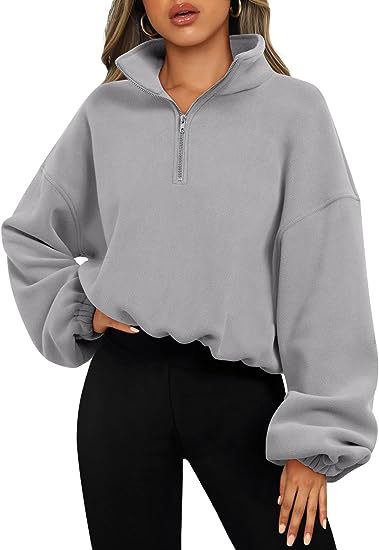 Loose Sport Pullover Hoodie Women Solid Color Zipper Stand Collar Sweatshirt Thick Warm Clothing
