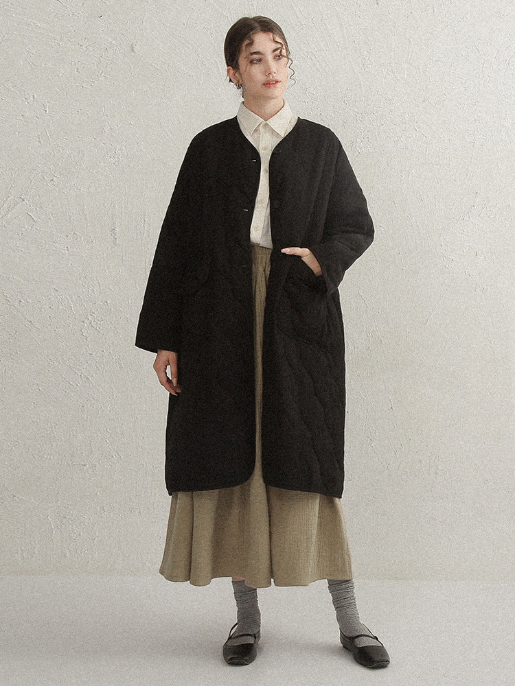 New Autumn And Winter Robe Cotton Coat Three-layer Quilted Chic Long Thick Cardigan
