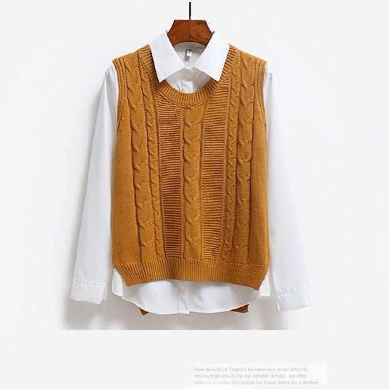 Korean Style Round Neck Knitted Vest