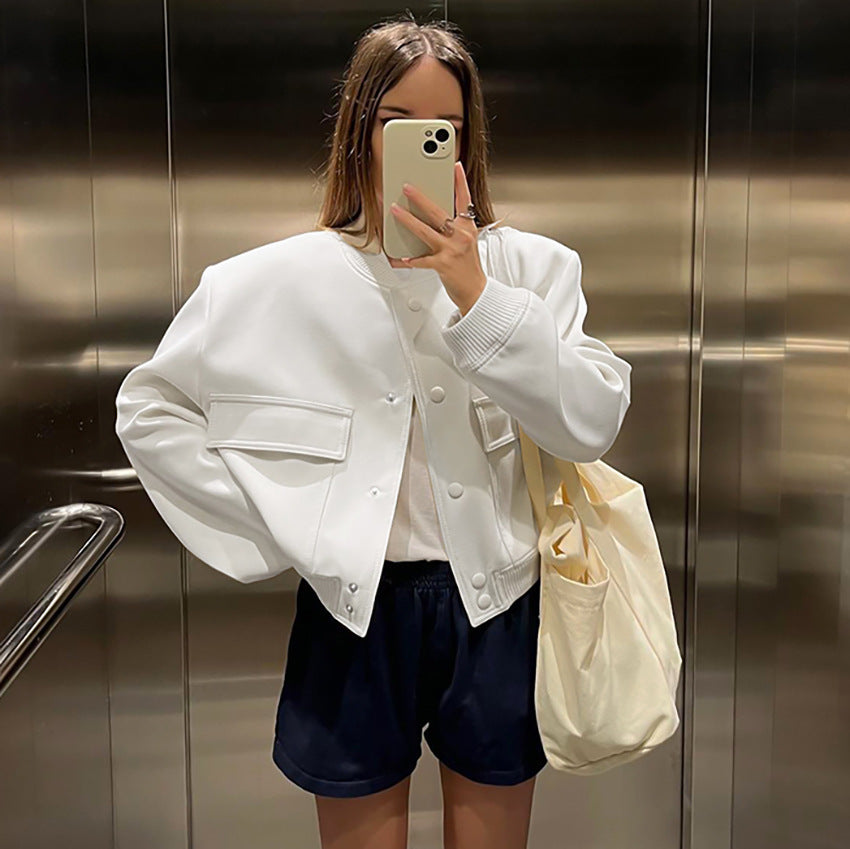 Women's Fashion Casual Long Sleeve Cotton Short Coat