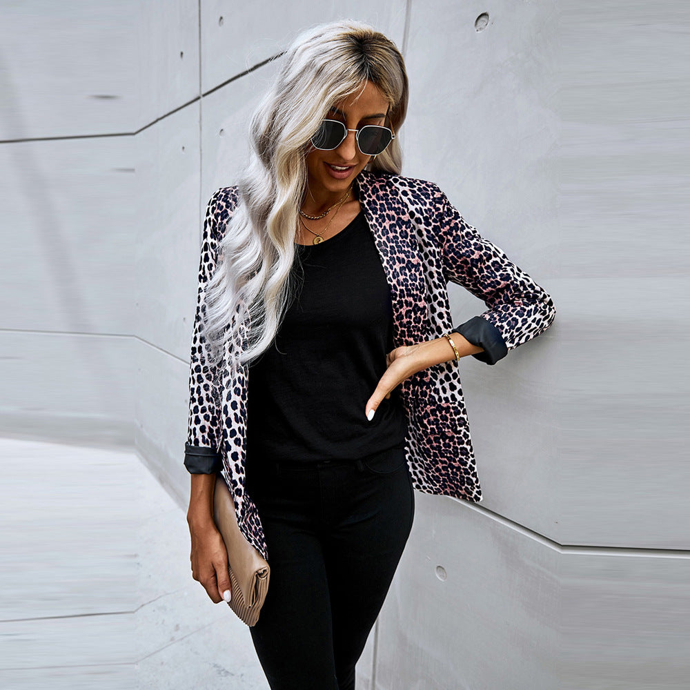 Leopard Print Small Suit Jacket Women