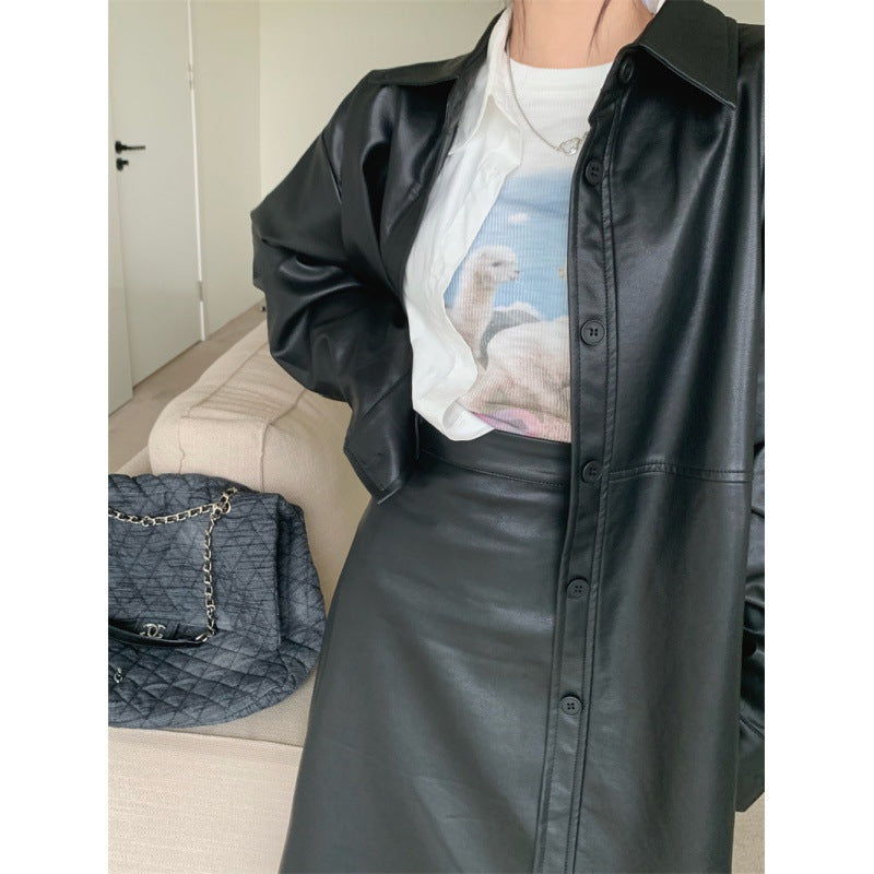 Women's Fashion Casual Loose Mid-length Coat Skirt Suit