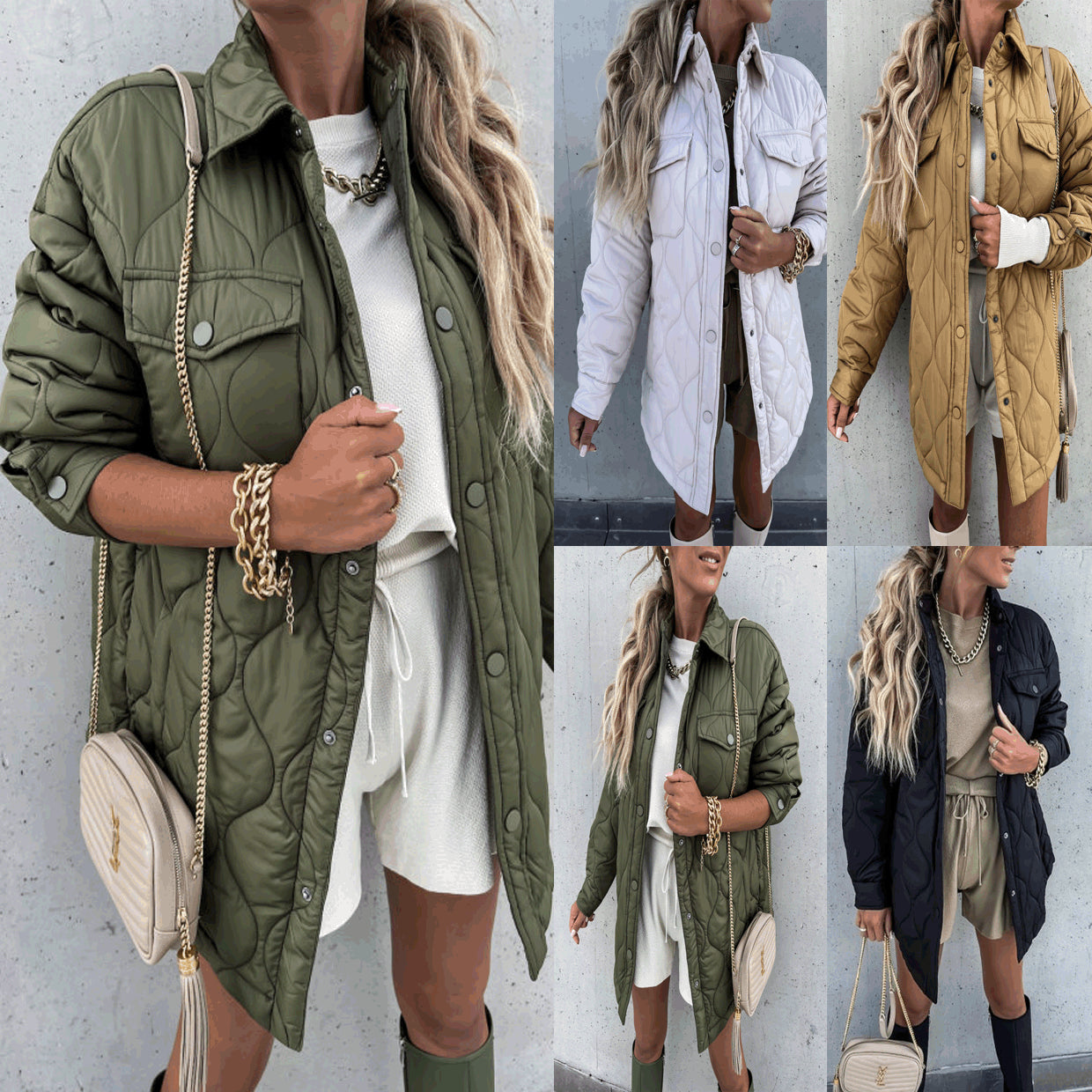 Check Casual Trend Lapel Single Breasted Cotton Coat