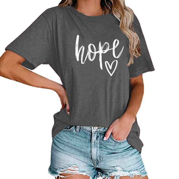 Women's HOPE Love Print Loose T-shirt