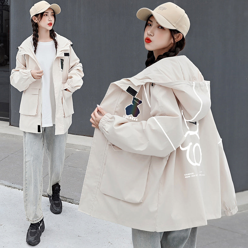 Women's Tooling Trench Coat For Girls Spring And Autumn
